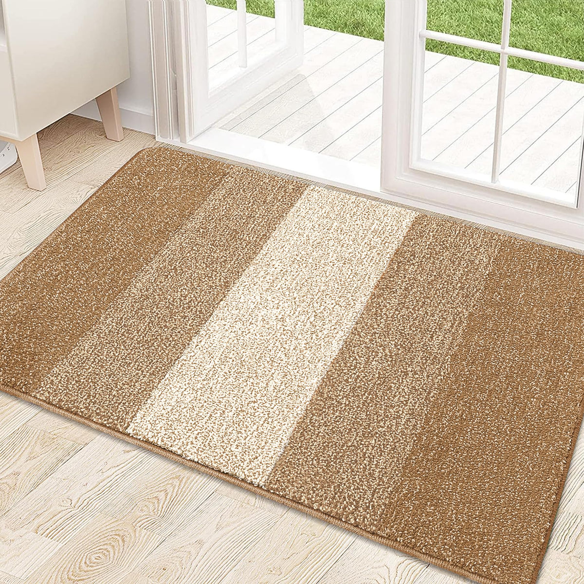 Kitinjoy Indoor Outdoor Door Mat 32x20 in camel colour