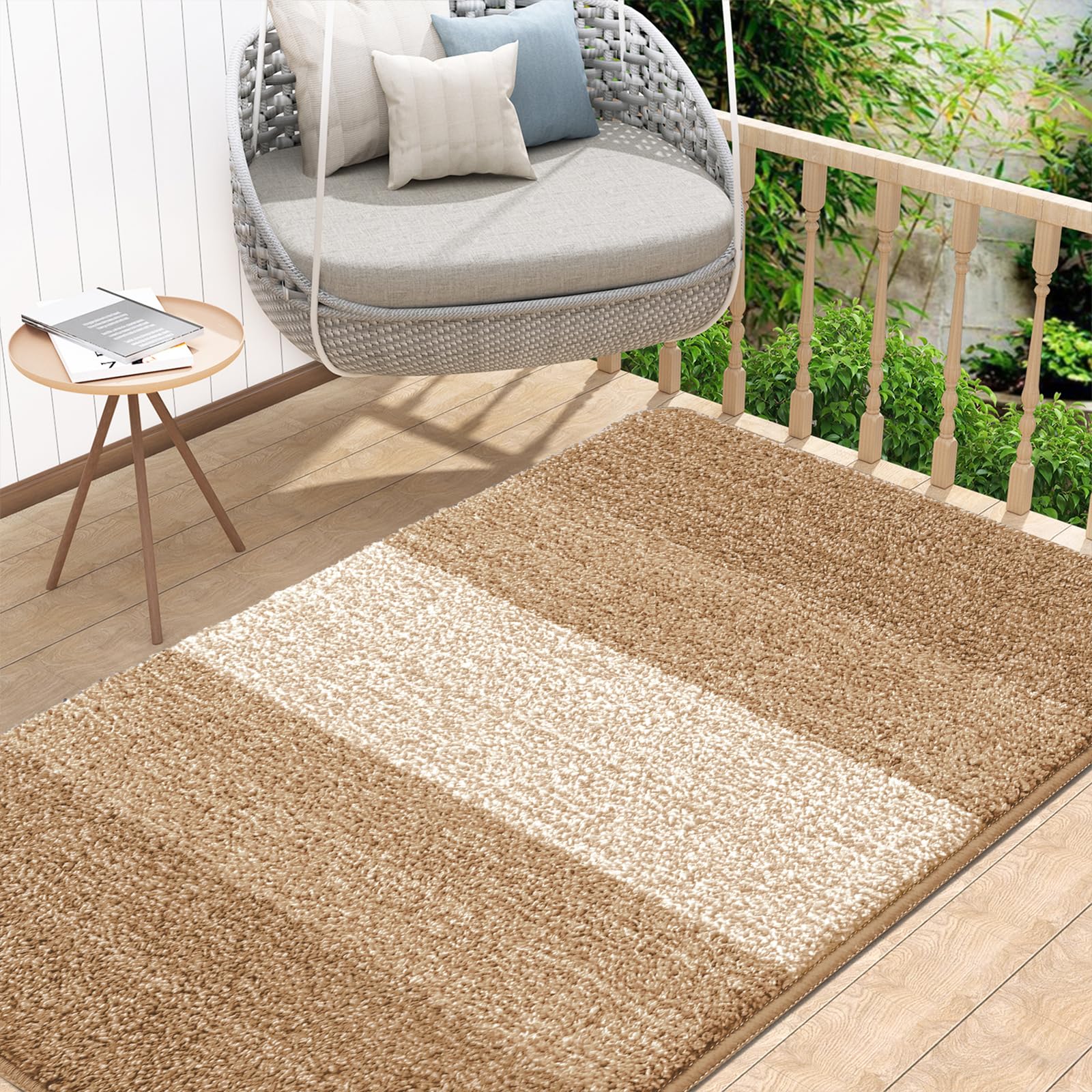 Kitinjoy Indoor Outdoor Door Mat 48x32, Camel front view