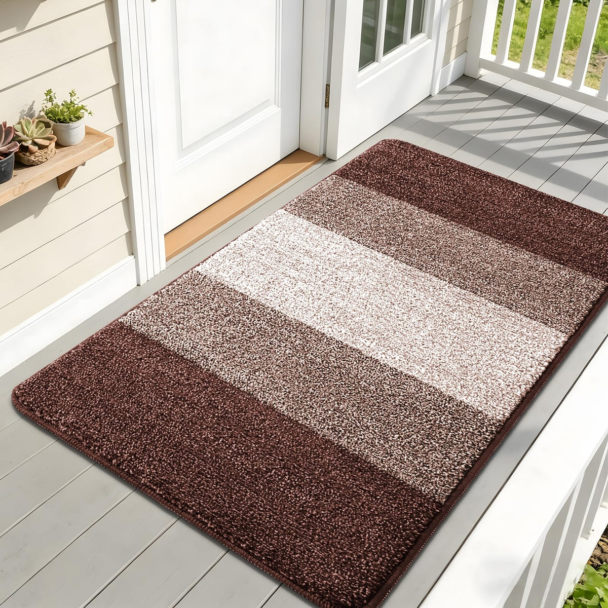 Kitinjoy Indoor Outdoor Door Mat 59x32 brown front view
