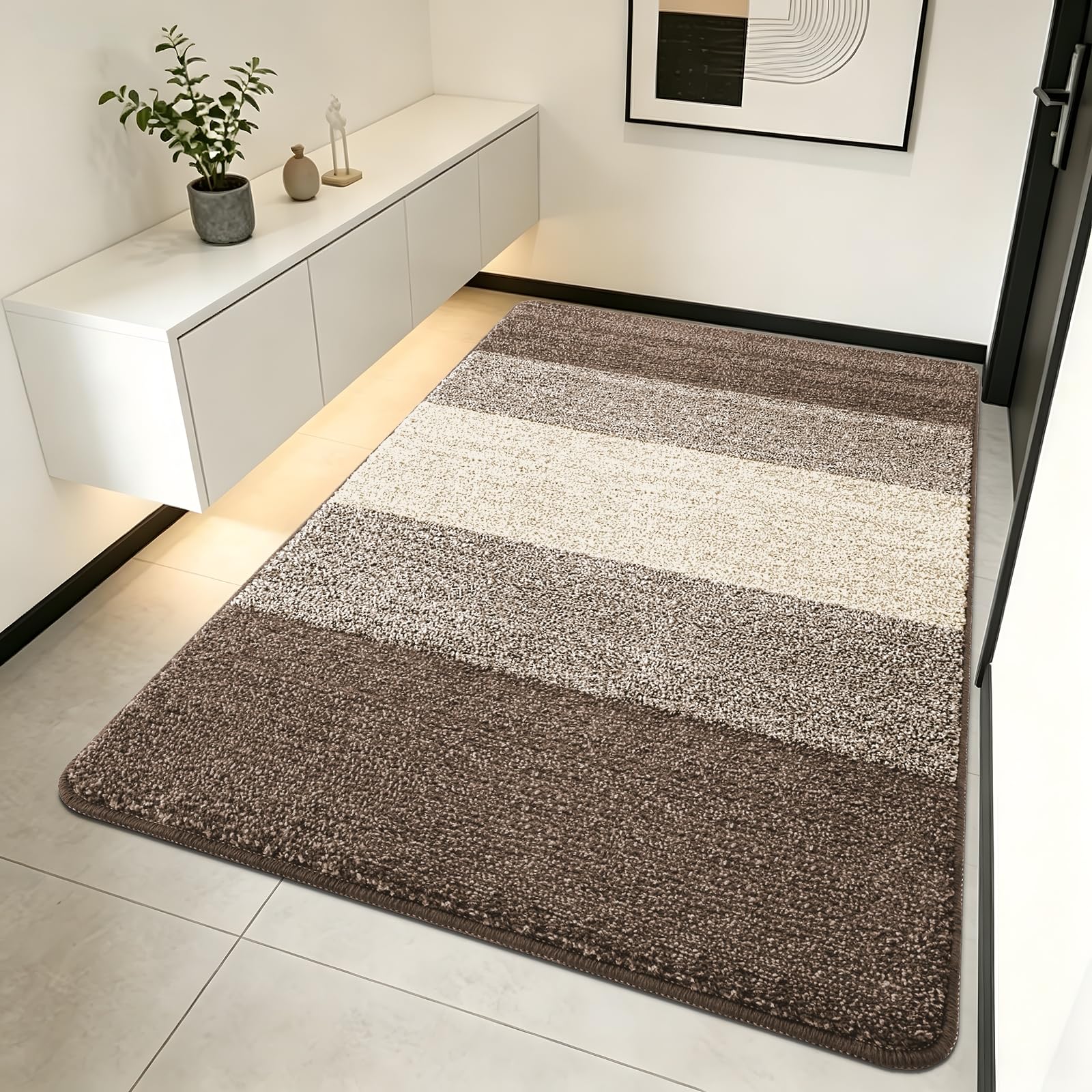 Kitinjoy Indoor Outdoor Door Mat 70x32 light brown front view