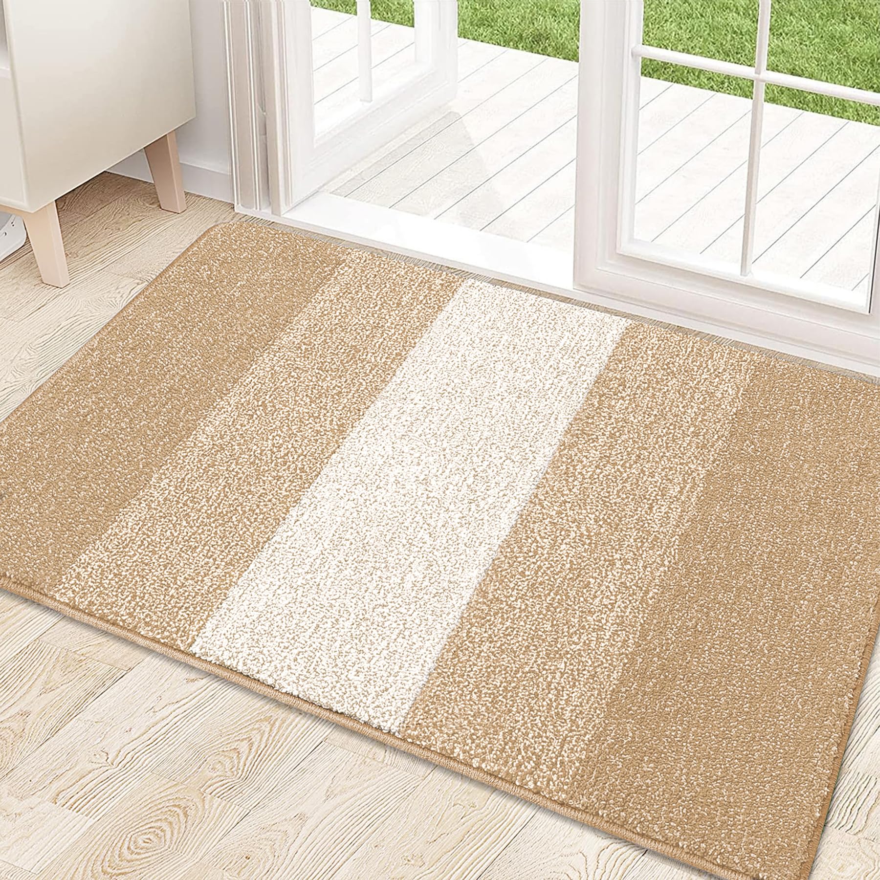 Kitinjoy Indoor Outdoor Door Mat beige colour front view