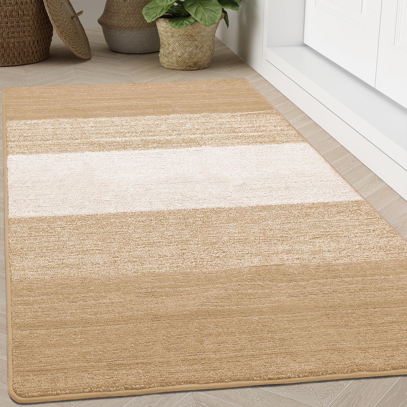 Kitinjoy indoor outdoor door mat beige front view