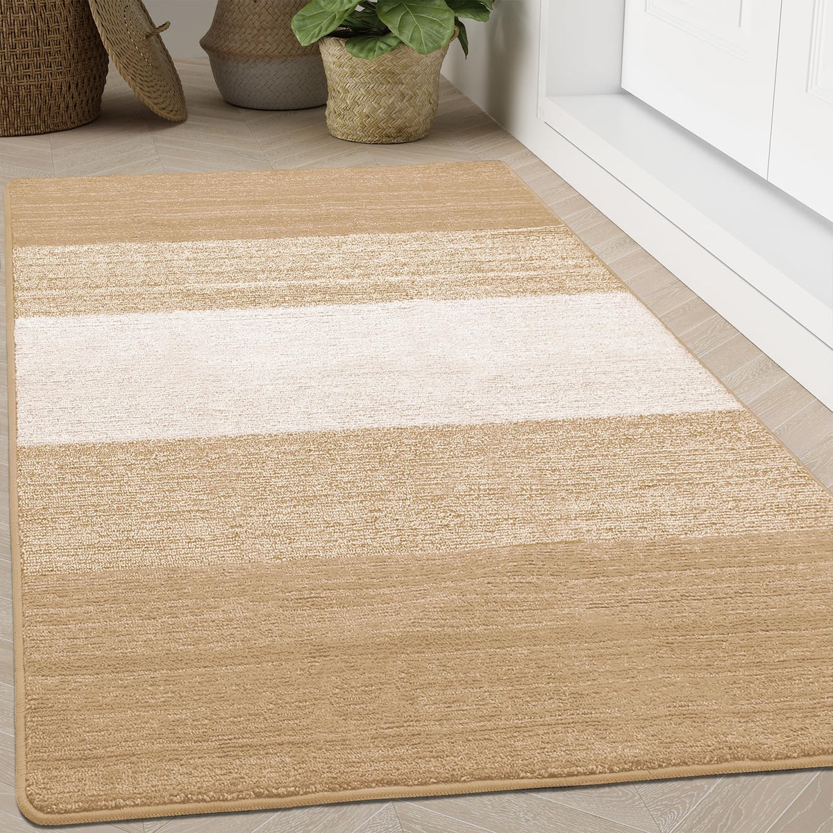 Kitinjoy indoor outdoor door mat beige front view