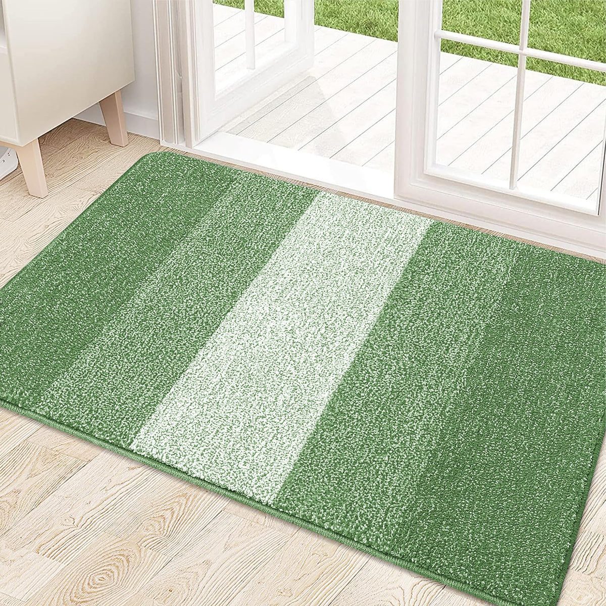 Kitinjoy Indoor Outdoor Door Mat front view in sage green