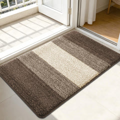 Kitinjoy Indoor Outdoor Door Mat front view, light brown colour