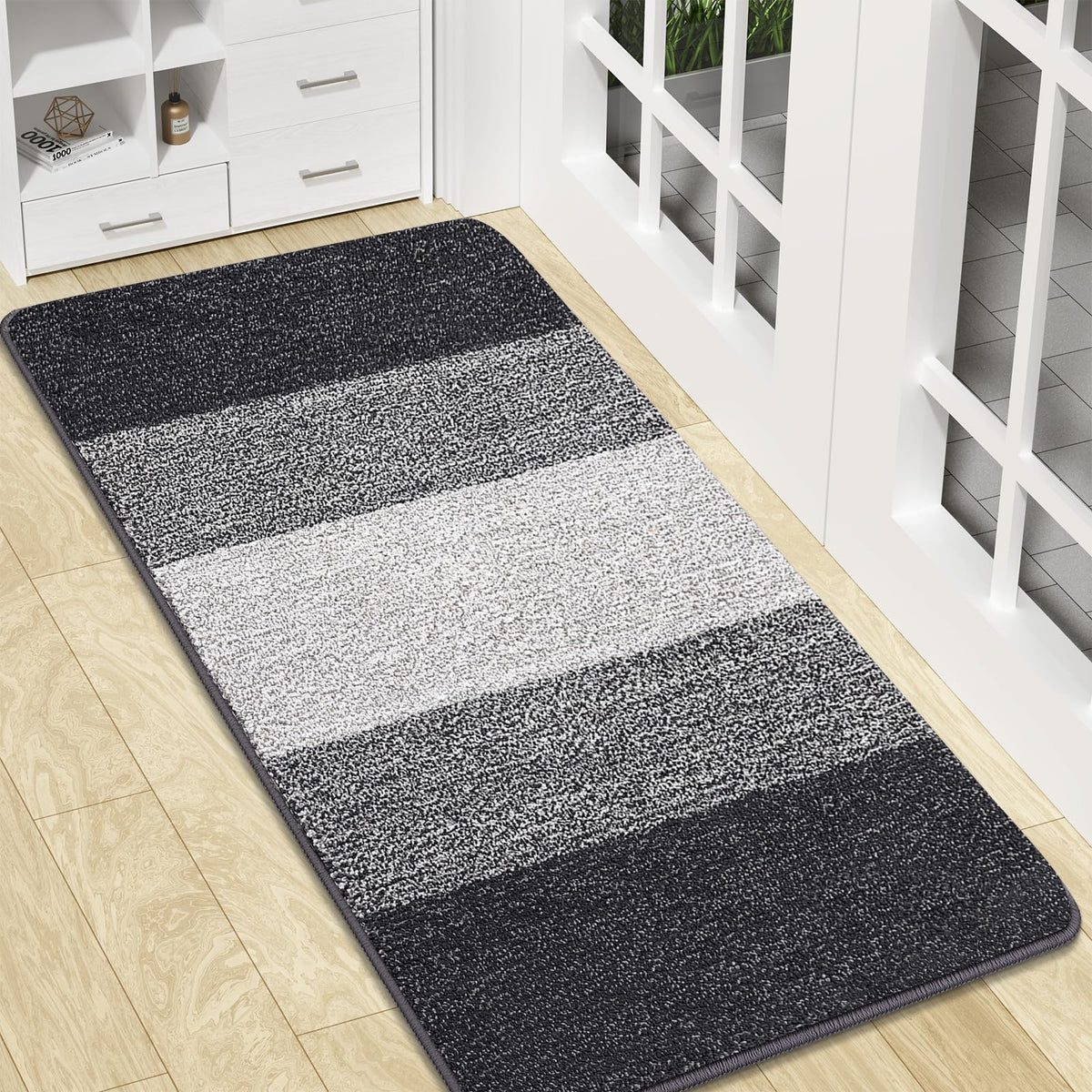 Kitinjoy Indoor Outdoor Door Mat grey front view