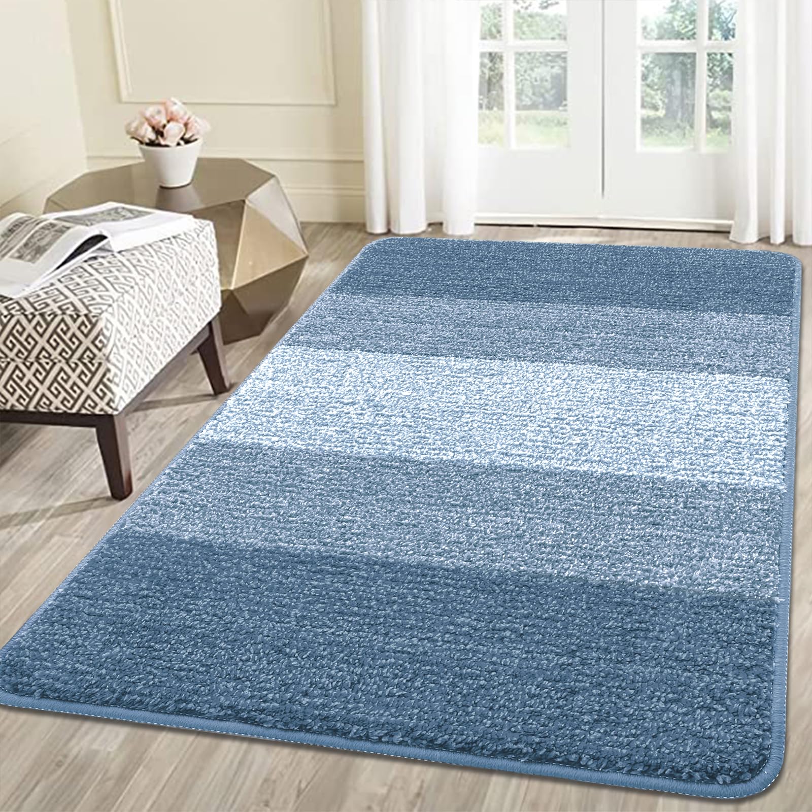 Kitinjoy Indoor Outdoor Door Mat light blue front view