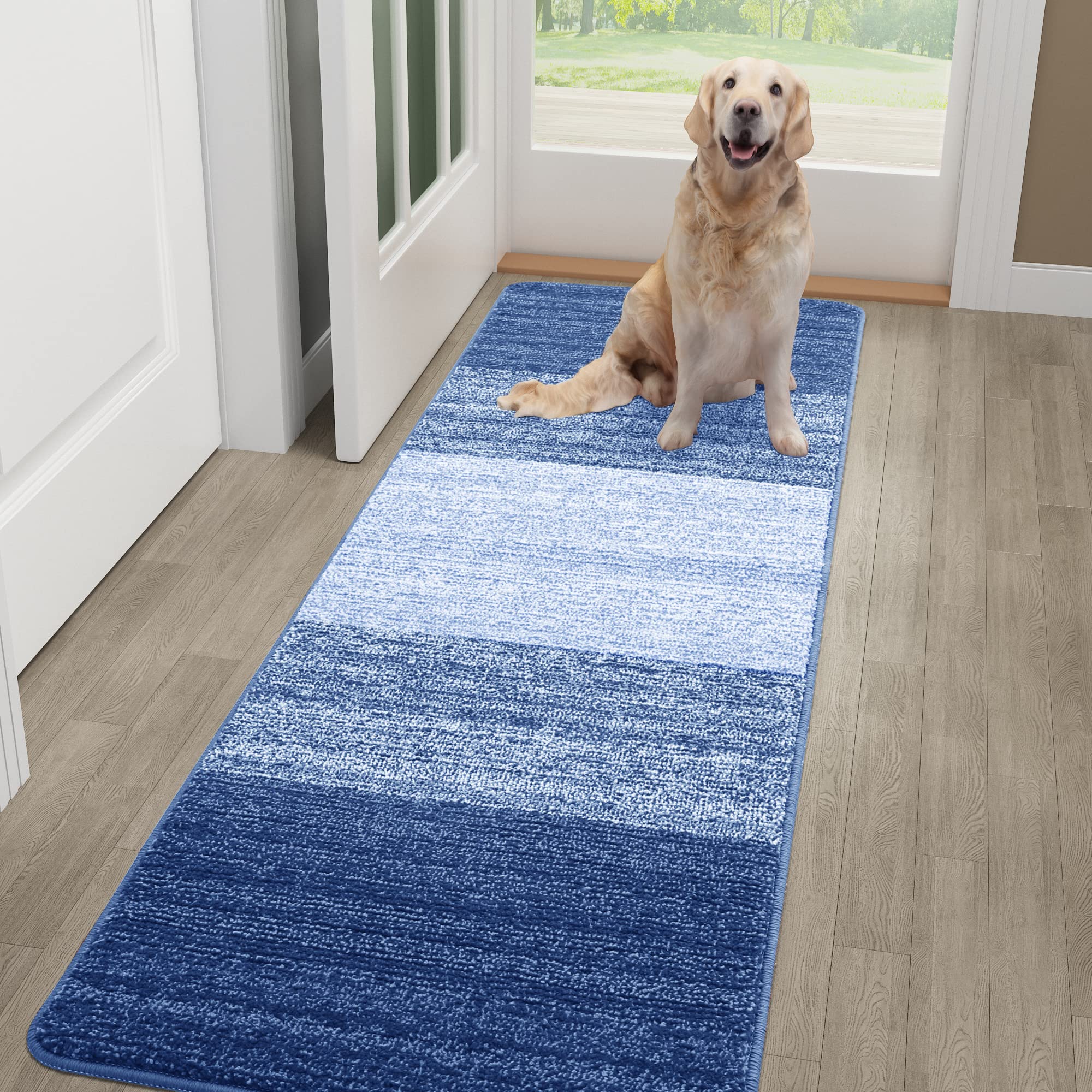 Kitinjoy Indoor Outdoor Door Mat Navy Blue front view