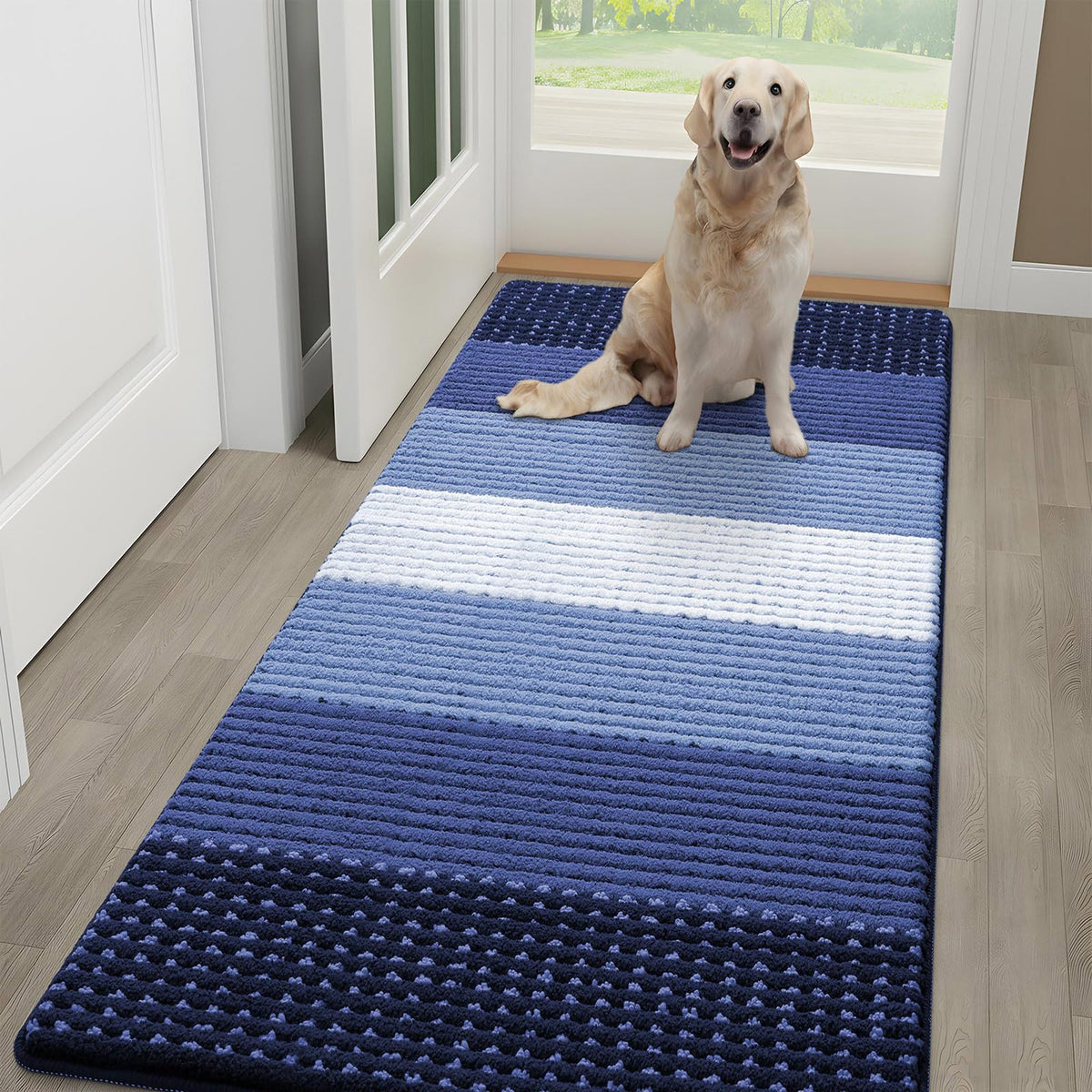 Kitinjoy Indoor Outdoor Door Mat navy blue front view