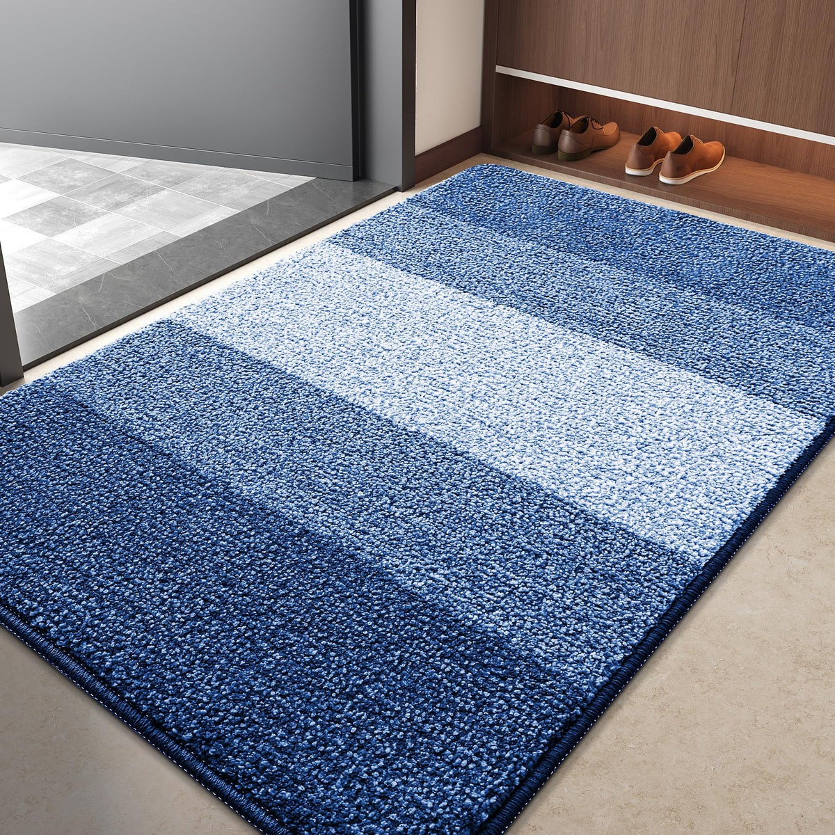 Kitinjoy Indoor Outdoor Door Mat navy blue front view