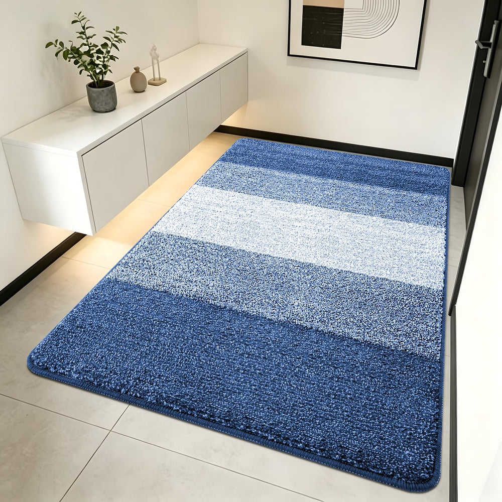 Kitinjoy Indoor Outdoor Door Mat navy blue front view, 70x32 inches