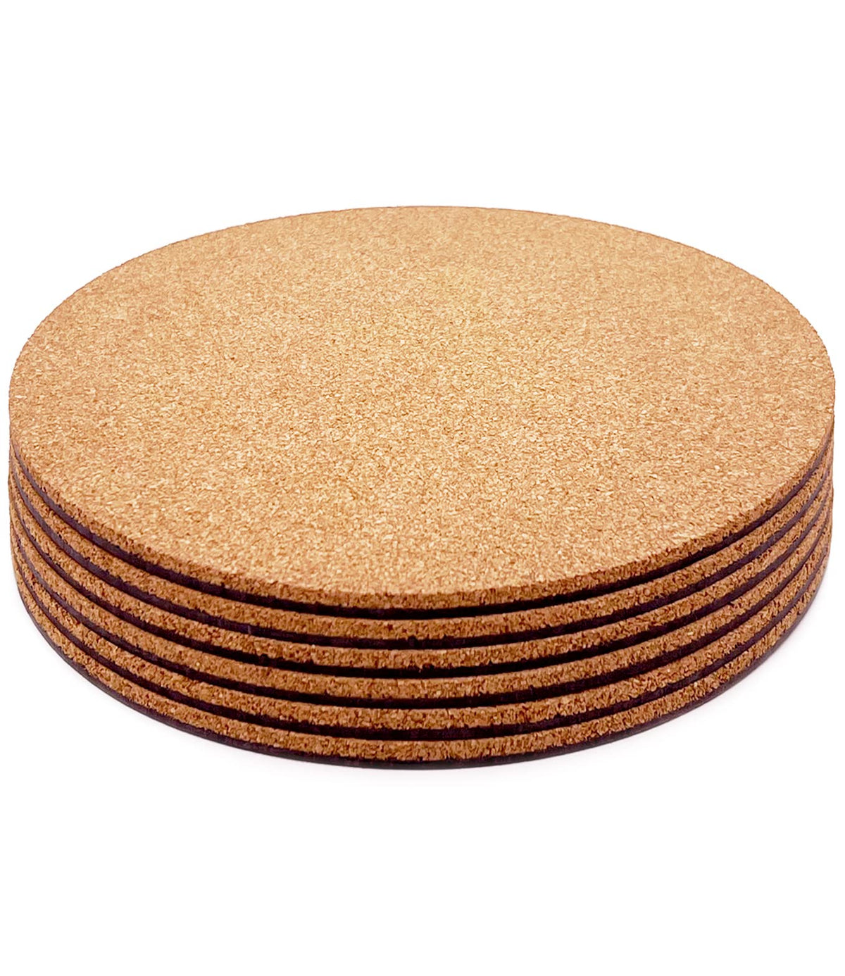 KITLAB Cork Plant Coasters, 6 inch, pack of 6, natural cork