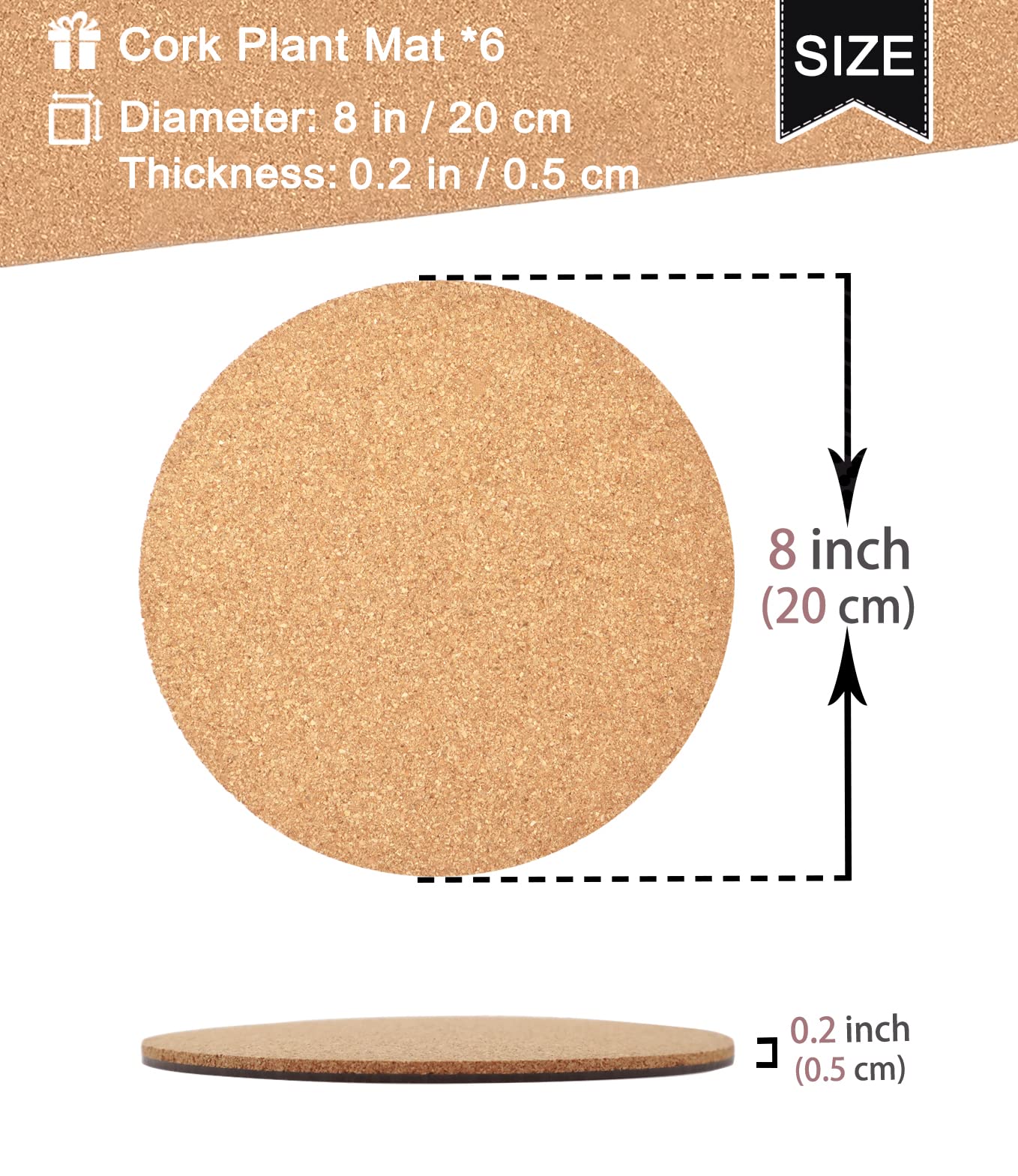 KITLAB Cork Plant Coasters, 8 Inch, packaged