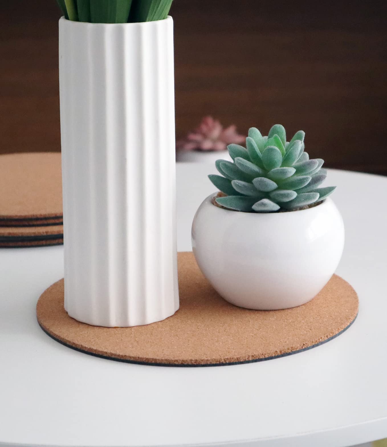 KITLAB Cork Plant Coasters, 8 Inch, side view