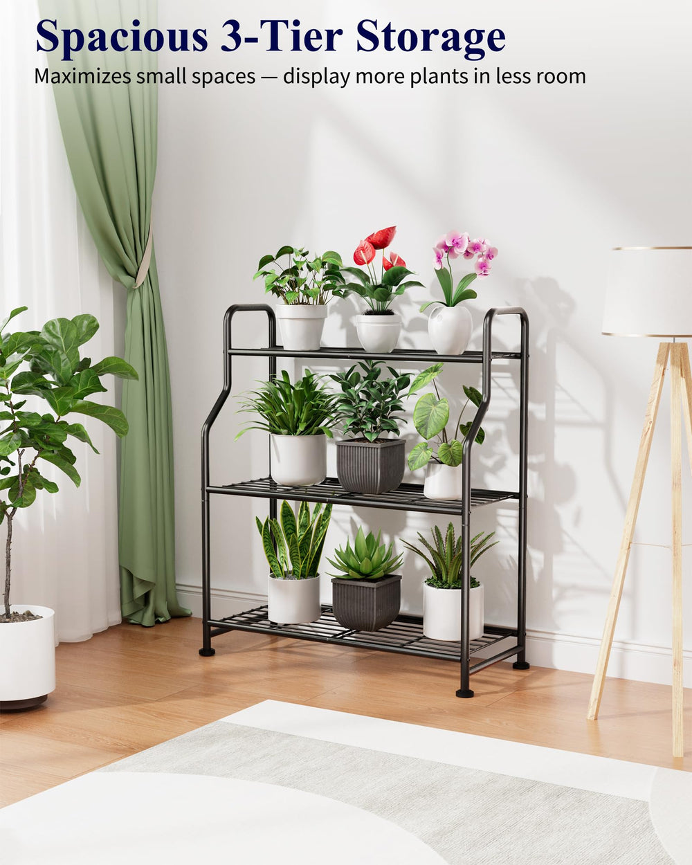 Kitsure Metal Plant Stand showcasing three tiers of plants