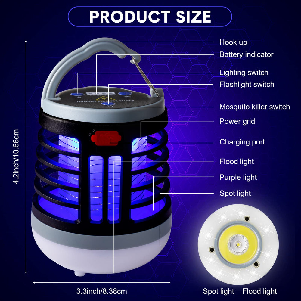 Kittmip Bug Zapper Lantern, showing USB charging port