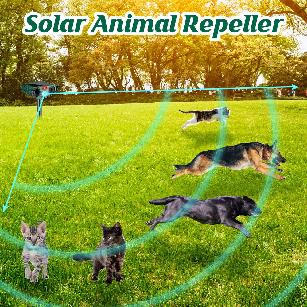 Kittmip Ultrasonic Animal Repellent in outdoor setting
