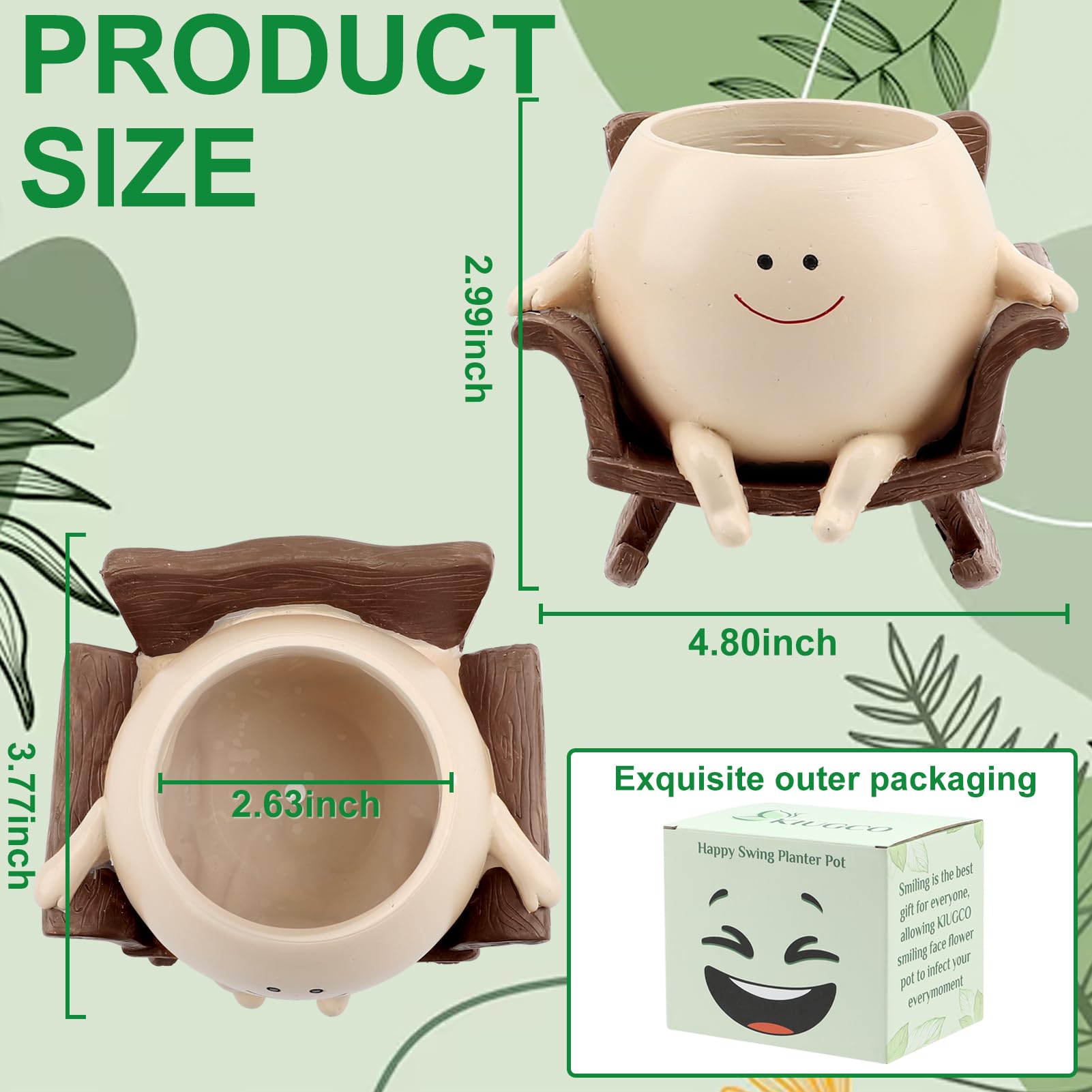 KIUGCO Smily Face Planter Pot side view showing drainage holes