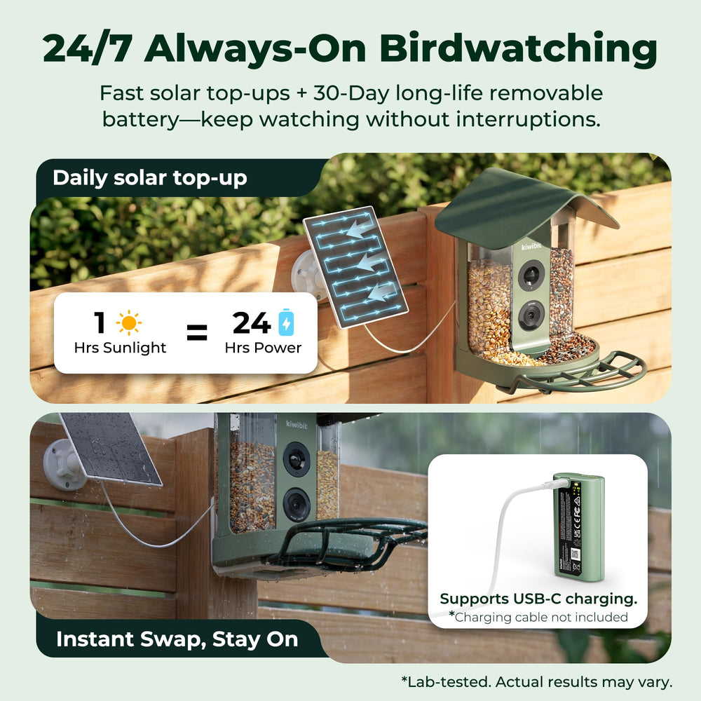 Kiwibit Bird Feeder app interface on smartphone