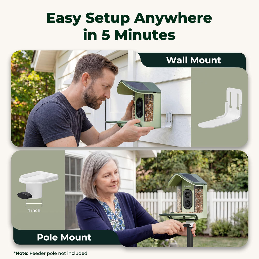 Kiwibit bird feeder in an outdoor garden setting