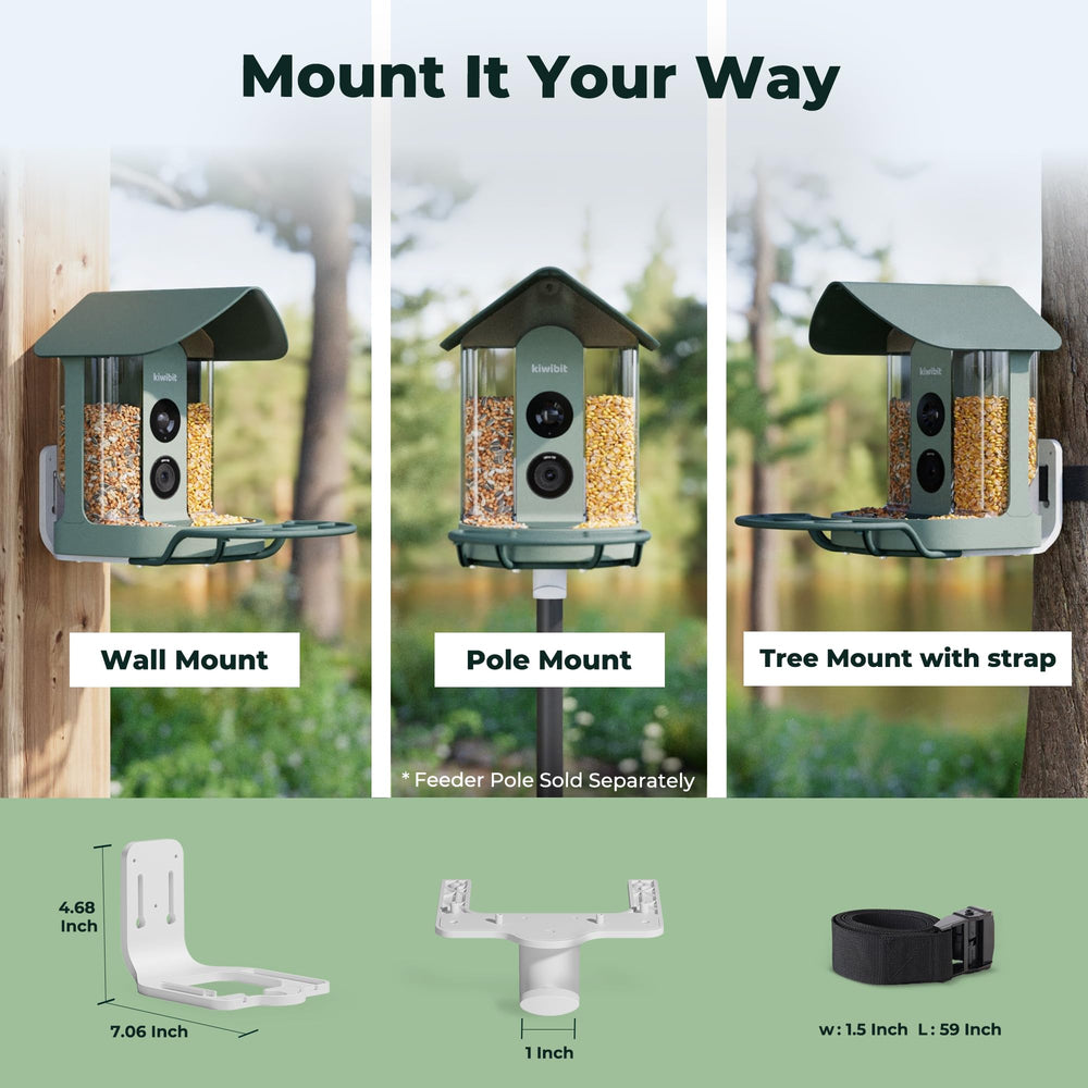 Kiwibit Bird Feeder in snowy weather conditions