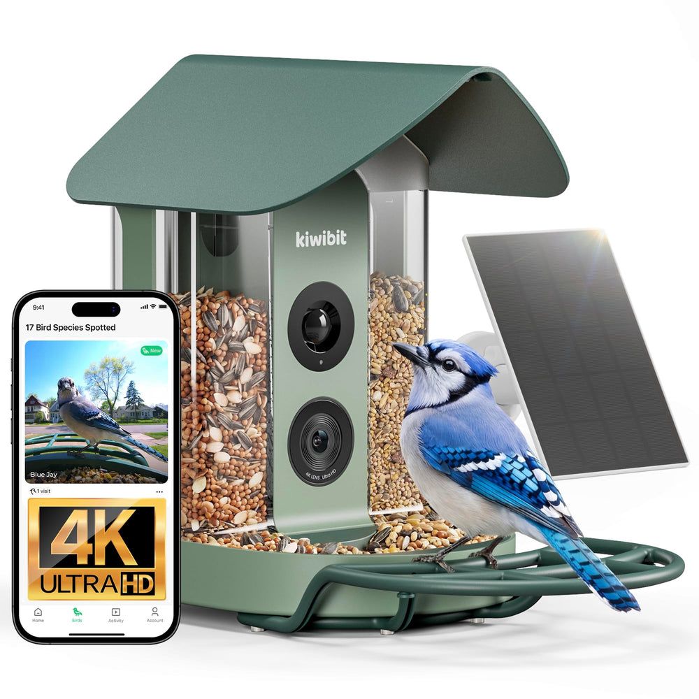 Kiwibit Bird Feeder with Camera front view in green