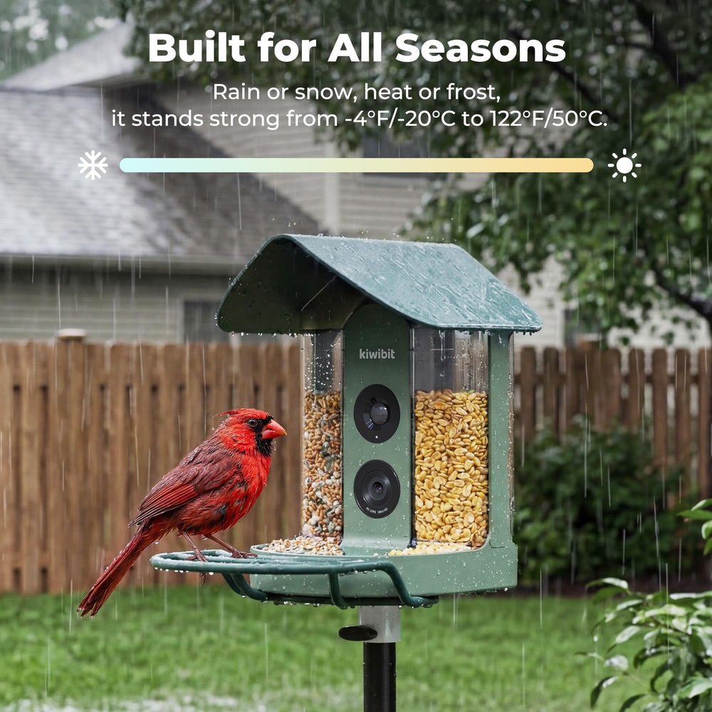 Kiwibit Bird Feeder with family sharing feature displayed