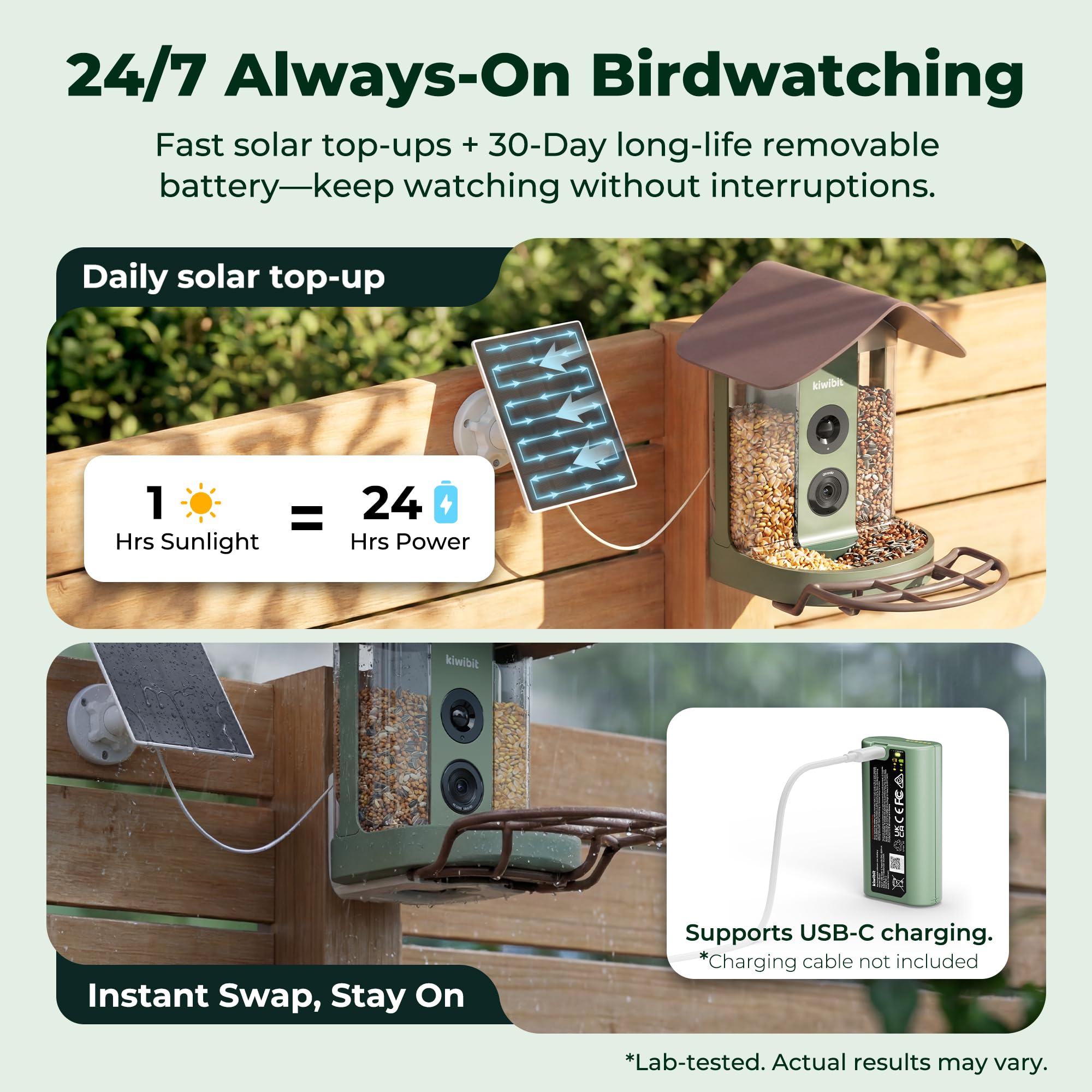 Kiwibit Smart Bird Feeder with dual-compartment design