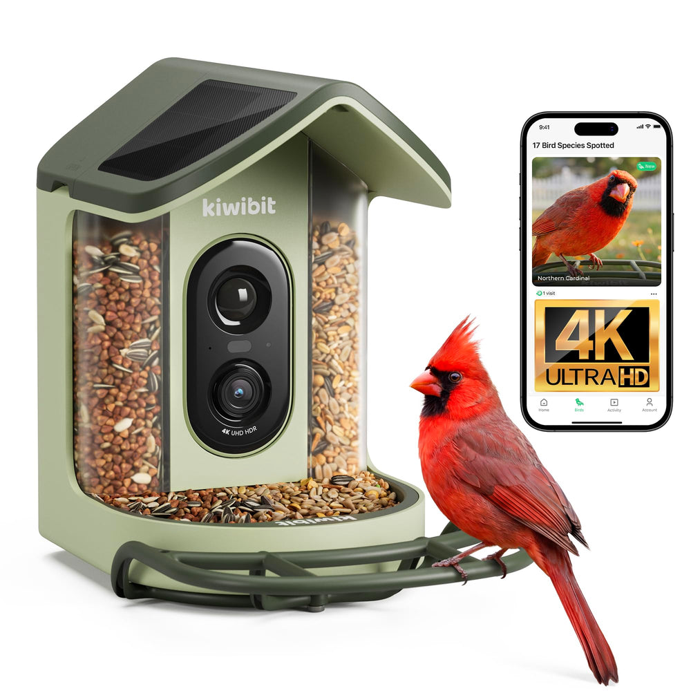 Kiwibit Solar Powered Smart Bird Feeder with 4K Camera front view
