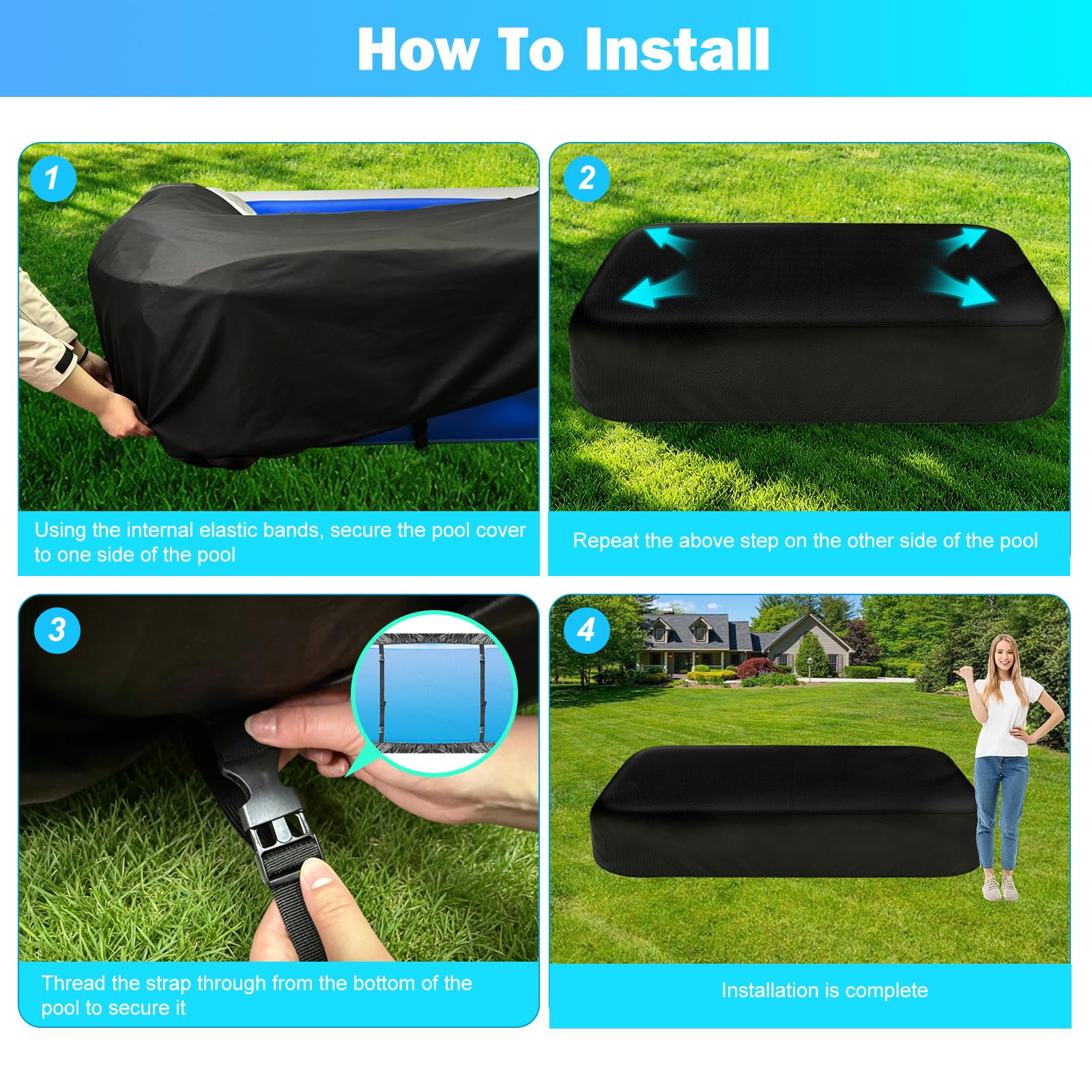 KJX Inflatable Pool Cover folded for storage