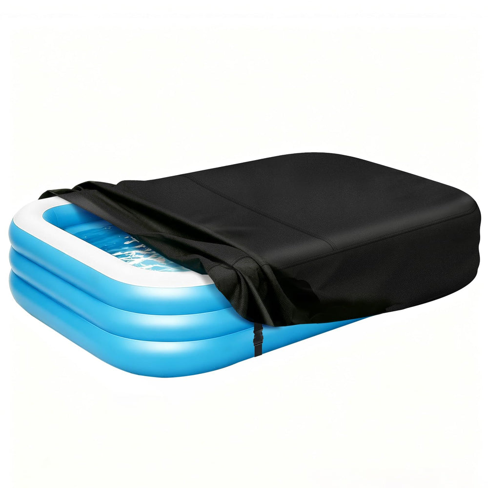 KJX Inflatable Pool Cover in black, top view