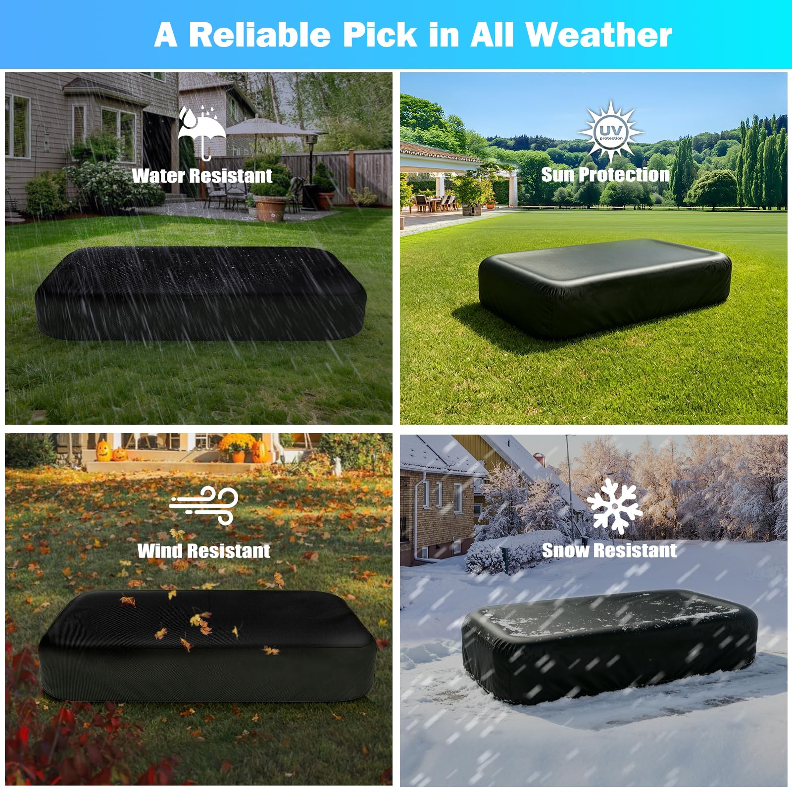 KJX Inflatable Pool Cover secured on pool