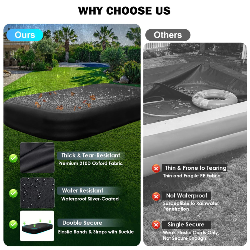 KJX Inflatable Pool Cover side view with straps