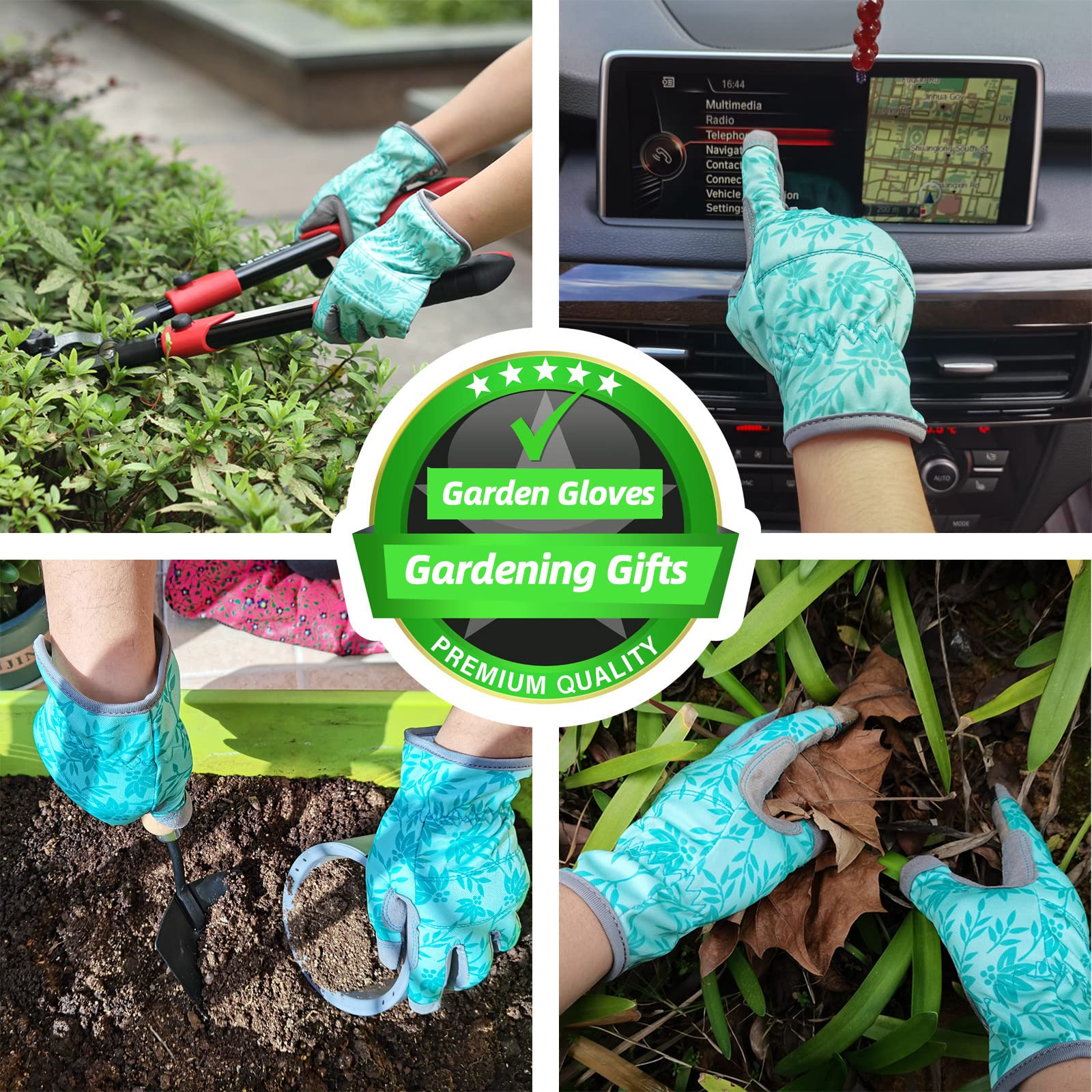 KLDOLLAR Gardening Gloves displayed with gardening tools