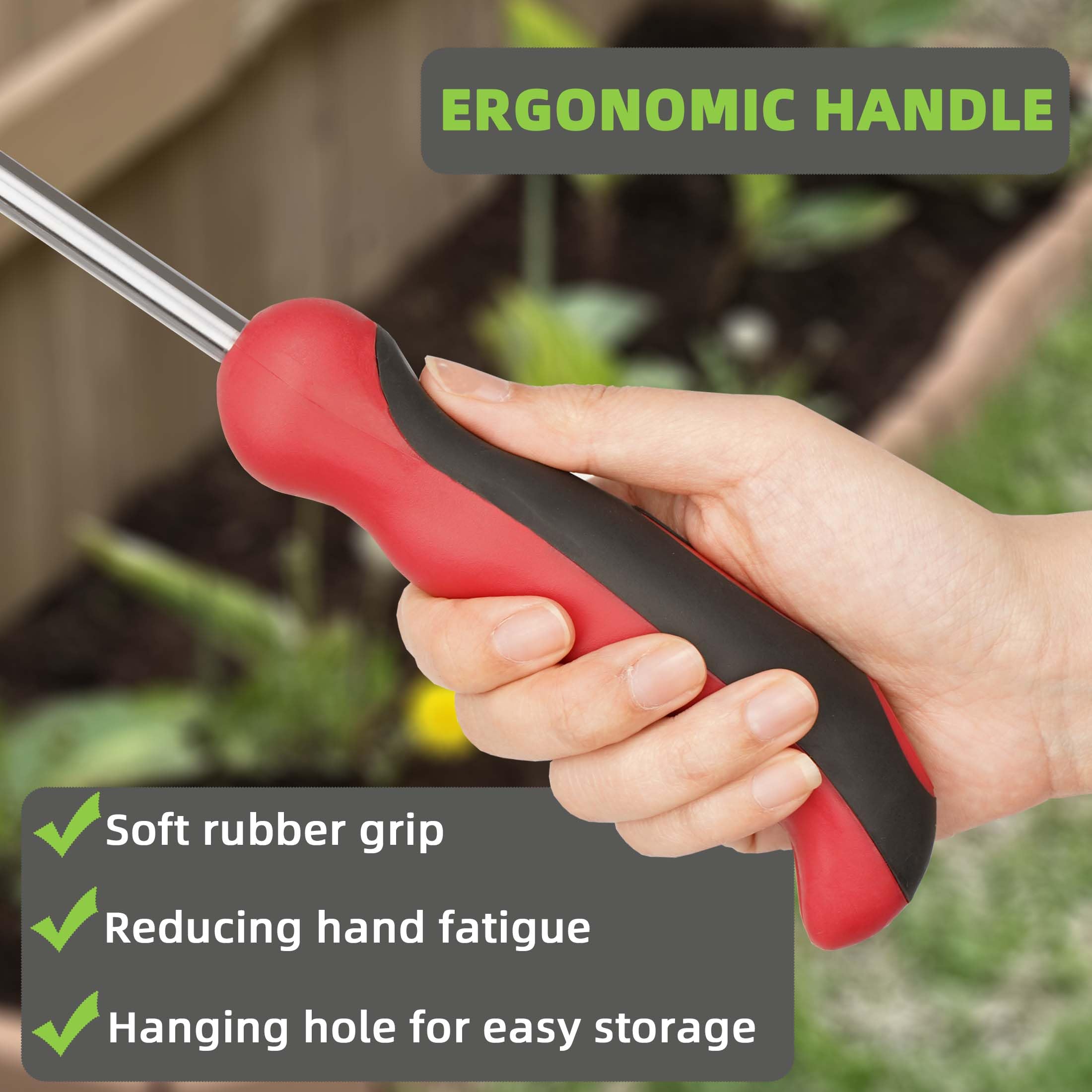 KLDOLLAR Weed Puller Tool displayed with other gardening tools