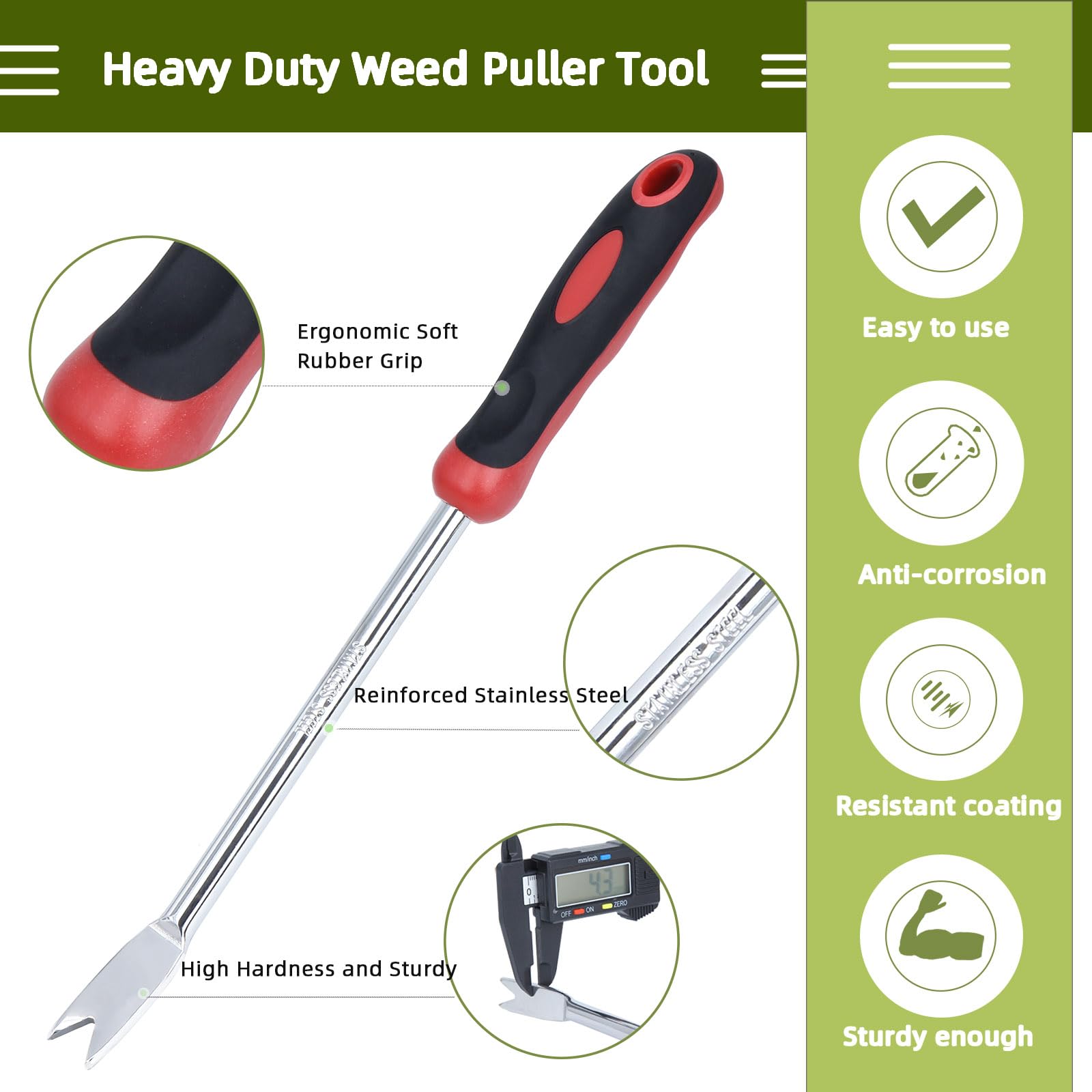 KLDOLLAR Weed Puller Tool on garden soil with weeds