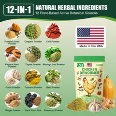 KLUORAN Natural Chicken De-Wormer Powder 1.5 LB back view