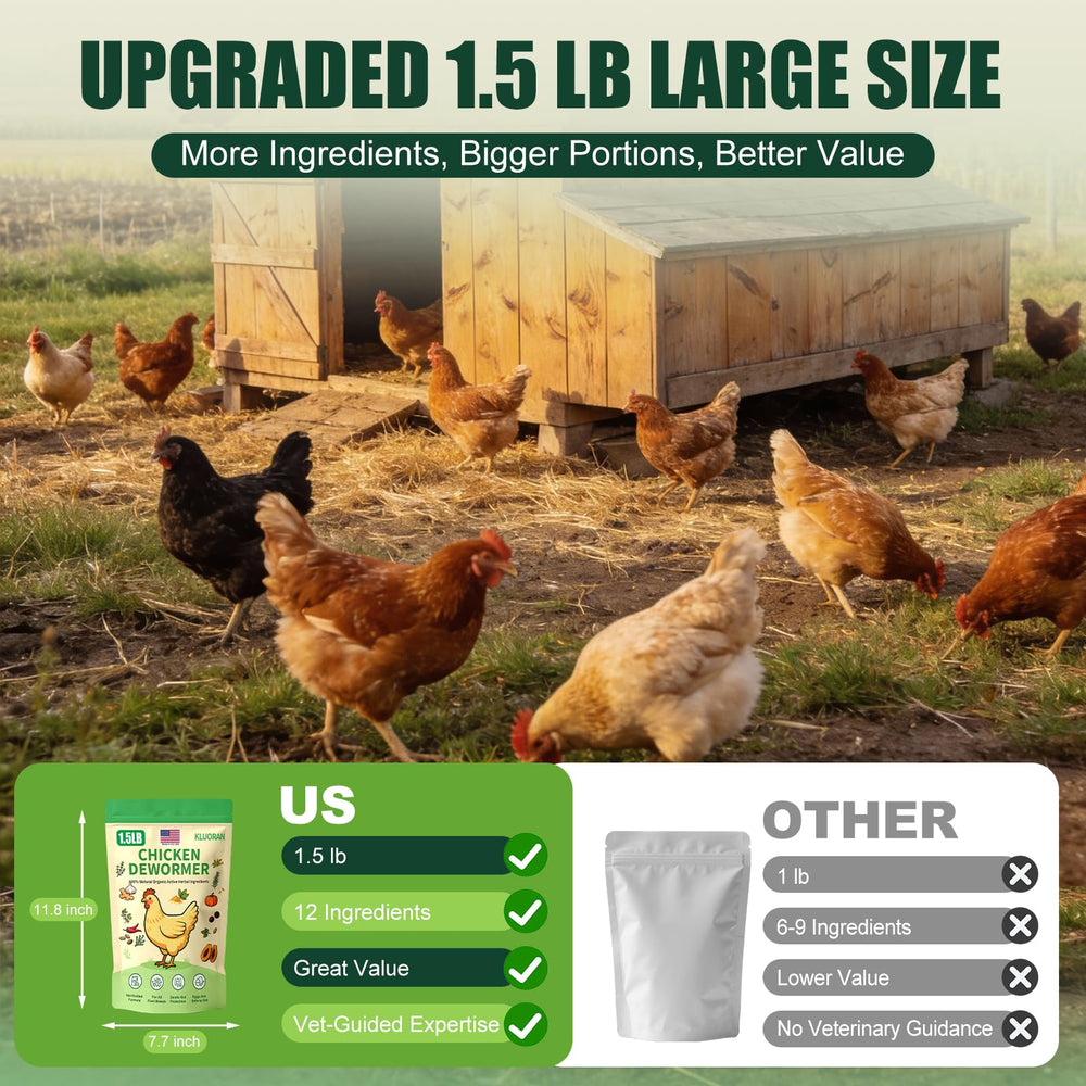 KLUORAN Natural Chicken De-Wormer Powder mixed with feed