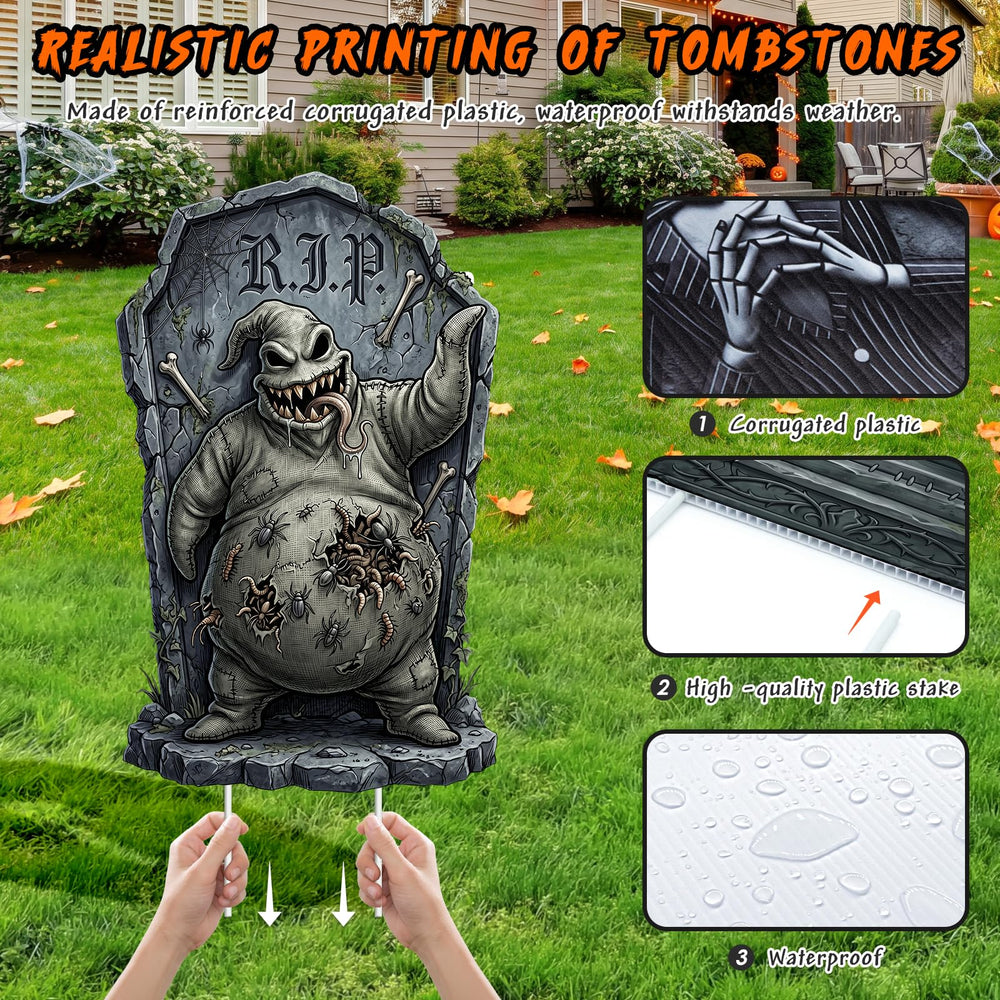 KLYRO black Halloween tombstones arranged in yard