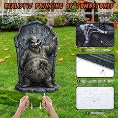 KLYRO black Halloween tombstones arranged in yard