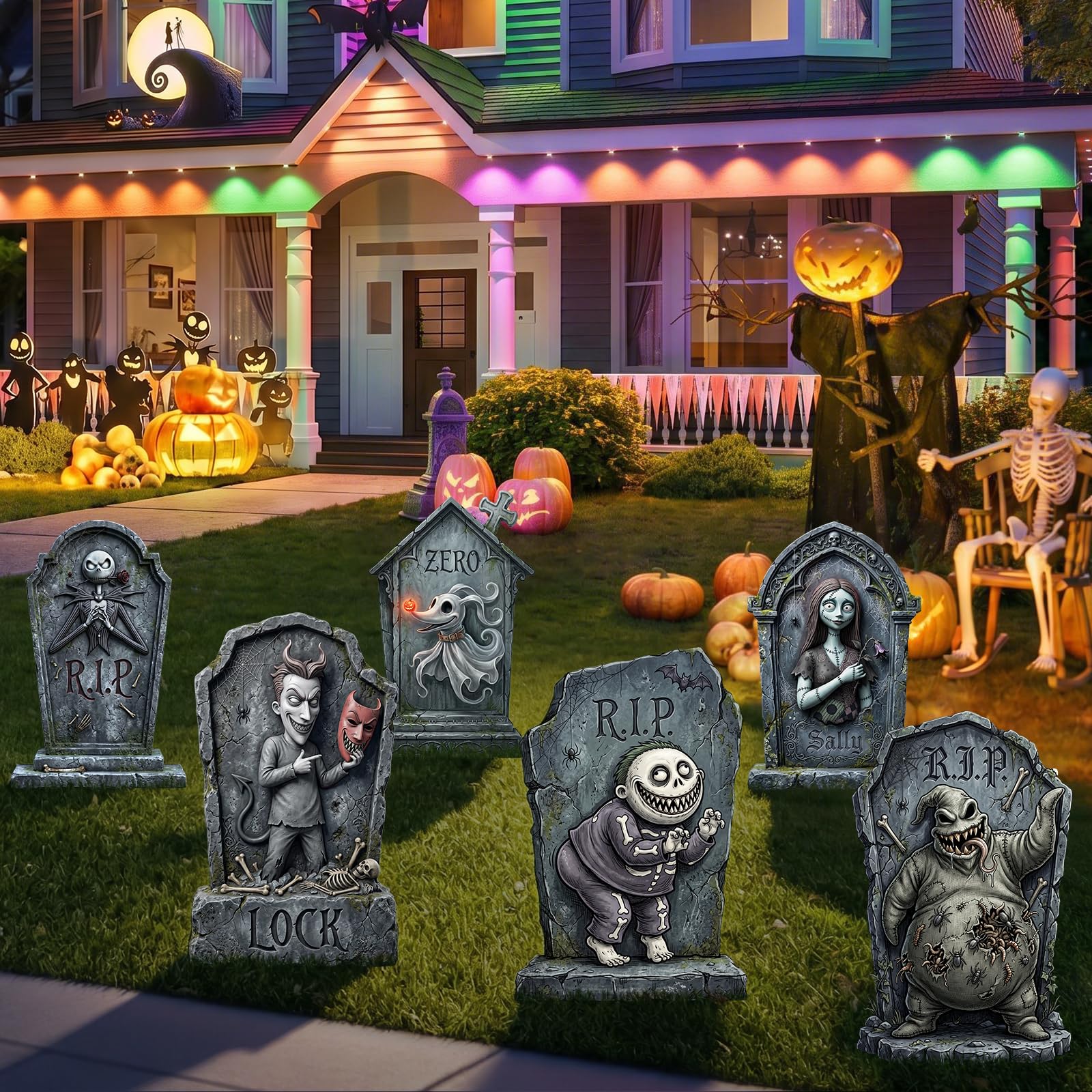 KLYRO Halloween tombstones with stakes ready for setup