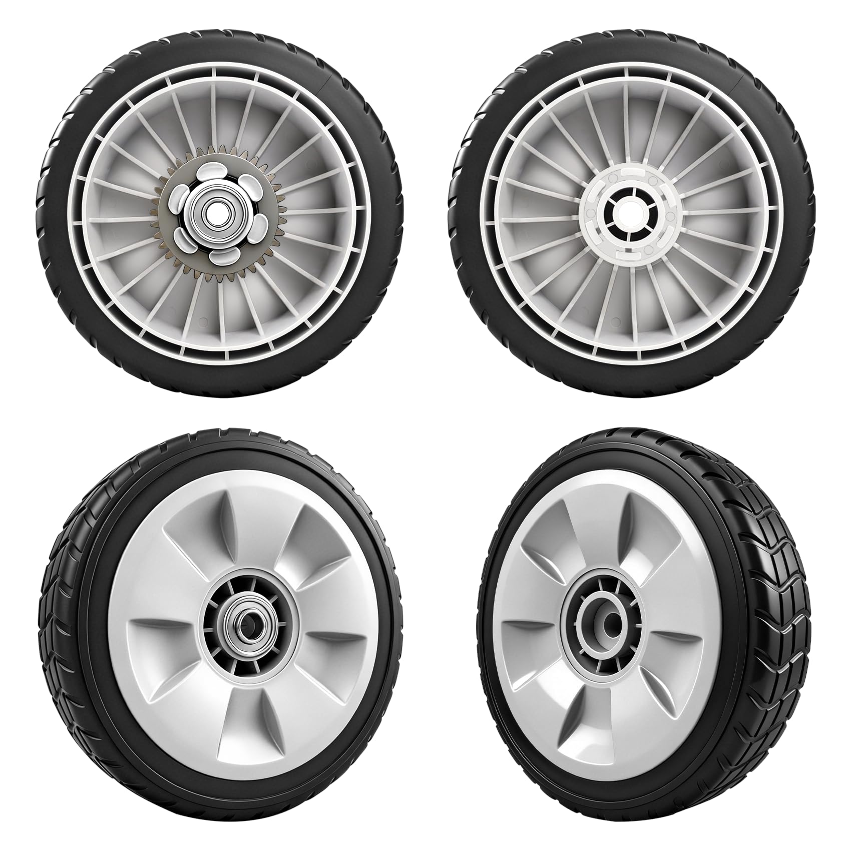 KMHGD Lawn Mower Wheel Set, 8-inch diameter, gray