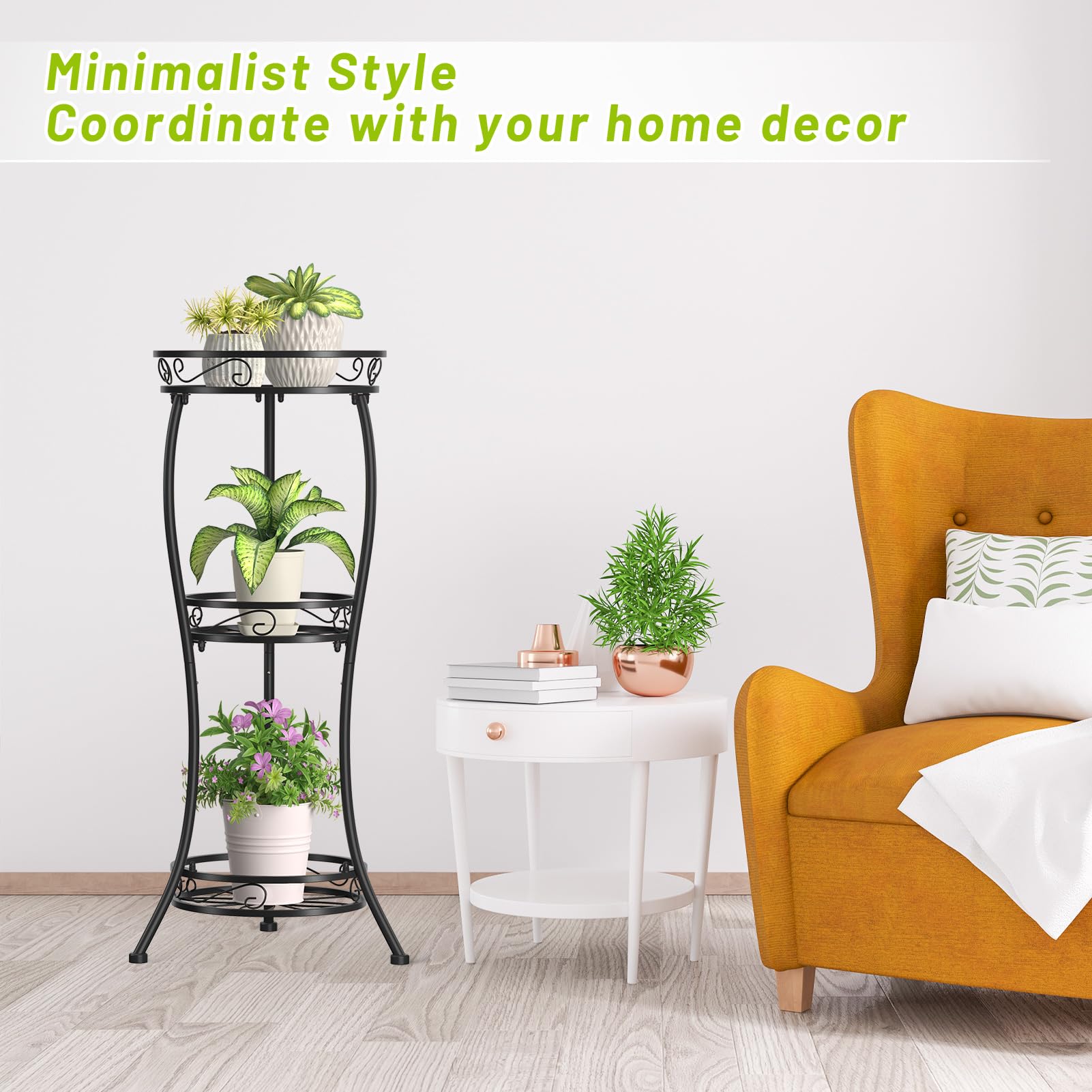 KMOTASUO 3 Tier Metal Plant Stand in a corner display