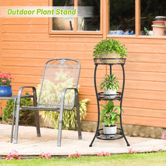 KMOTASUO 3 Tier Metal Plant Stand set up with plants