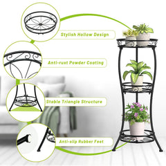 KMOTASUO 3 Tier Metal Plant Stand showing sturdy construction