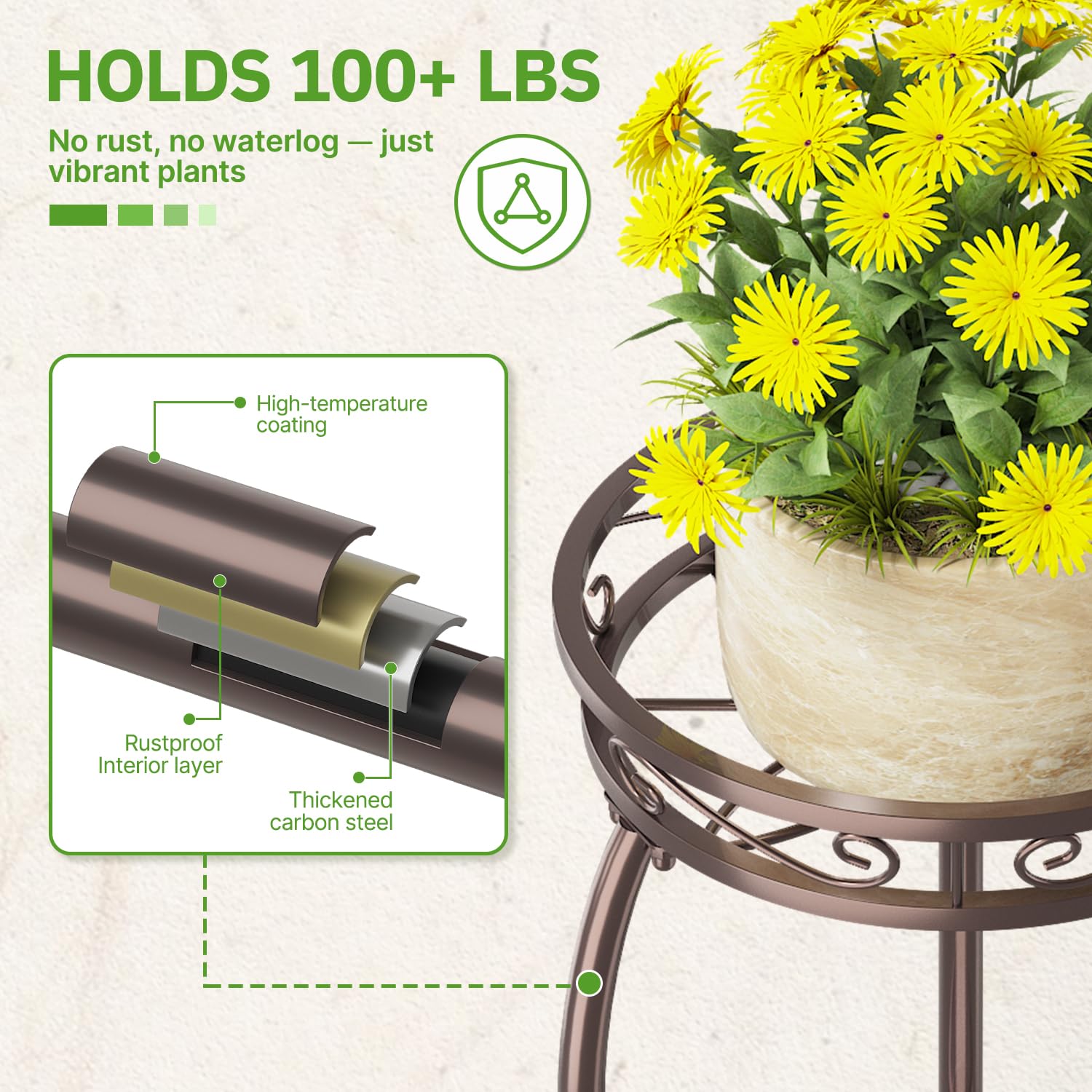 KMOTASUO Metal Plant Stand with plants displayed