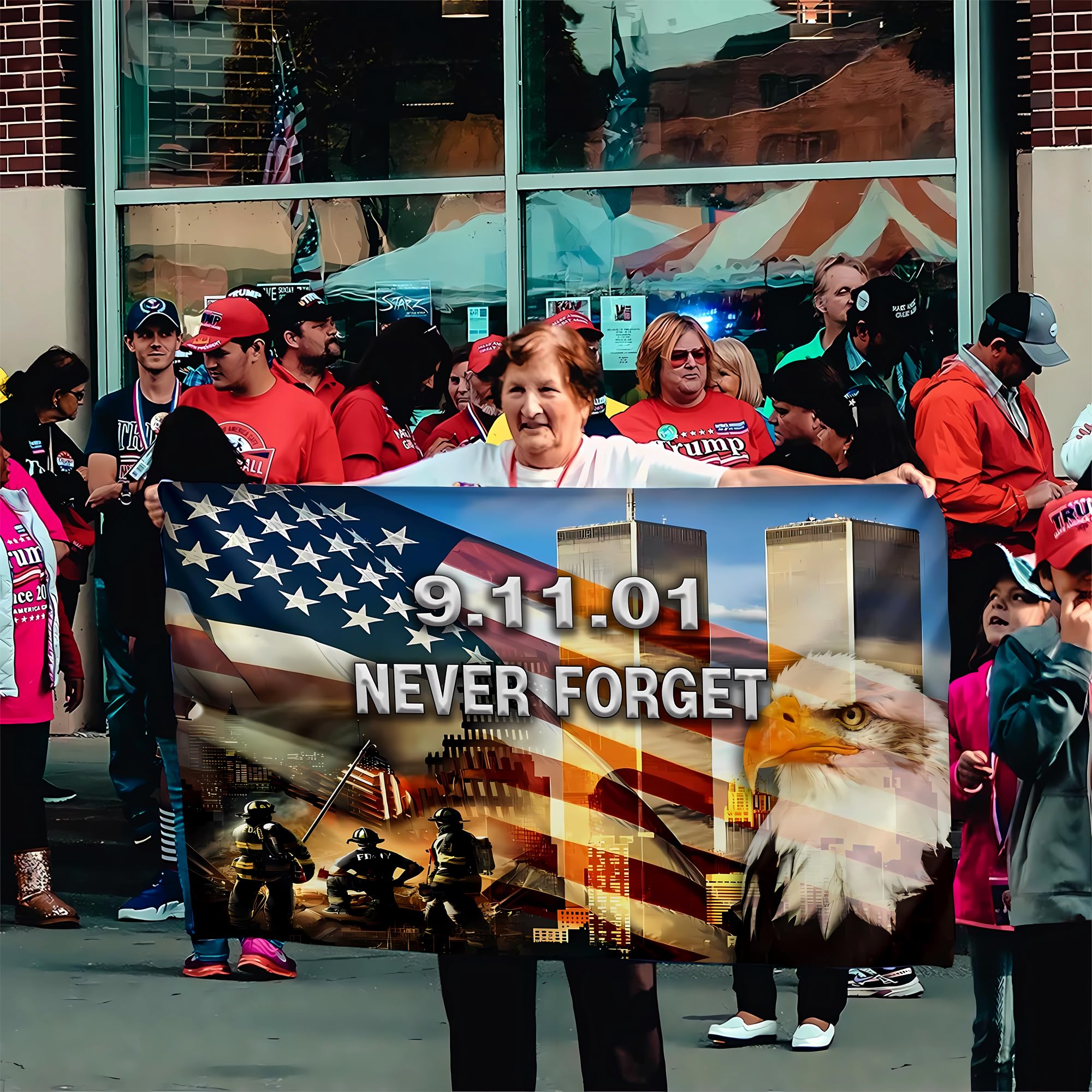 KNAPAL 911 Never Forget Flag with vibrant colours