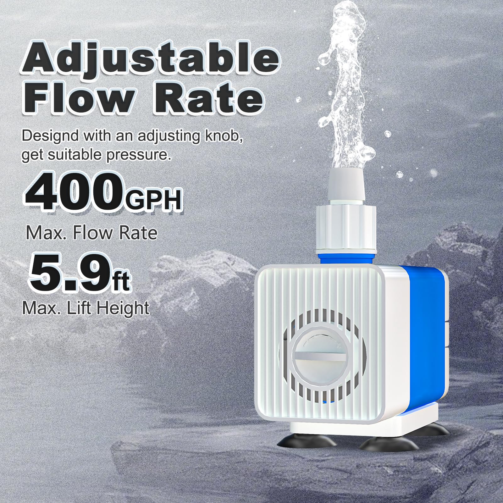 Knifel 400GPH Water Fountain Pump top view with nozzles