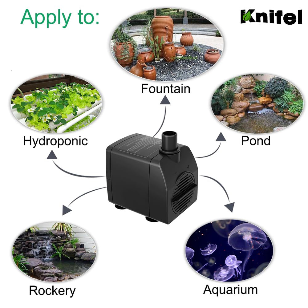 Knifel Submersible Water Pump in a fish tank setup