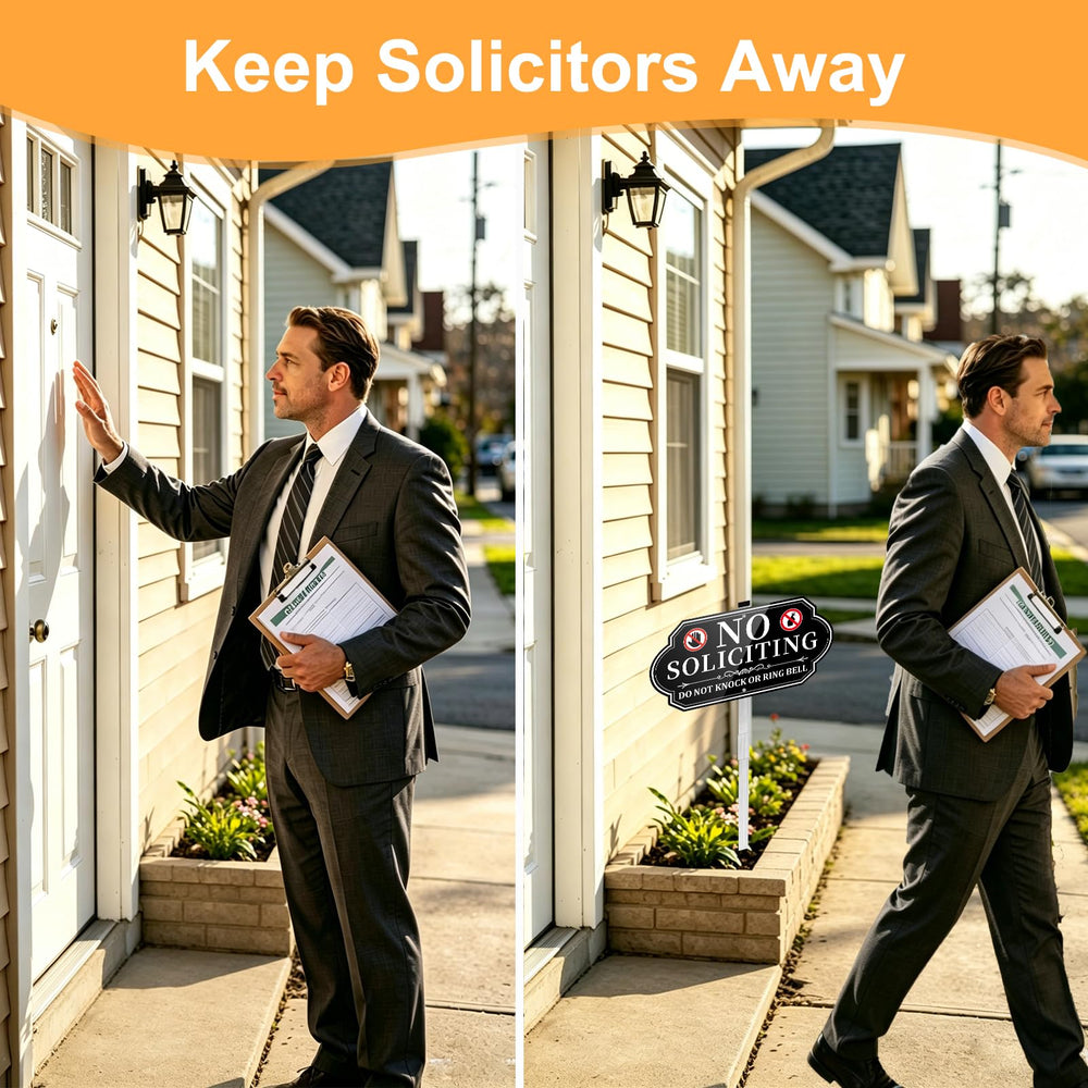 Koalaat No Soliciting Sign displayed by a front door